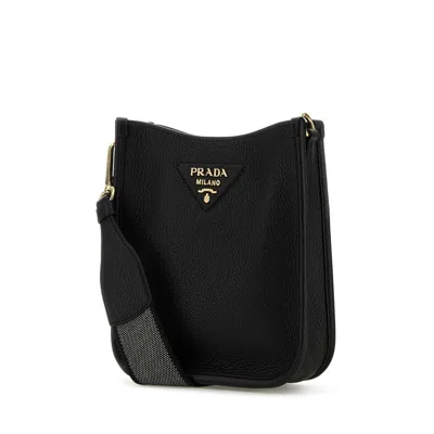 Prada Black Leather Crossbody Bag In Black