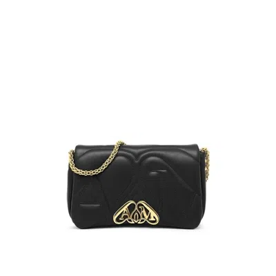 Alexander Mcqueen Alexander Mc Queen Seal Logo Small Leather Crossbody Bag In Black