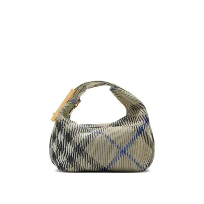 Burberry Mini Peg Check Knitted Bag In Neutrals