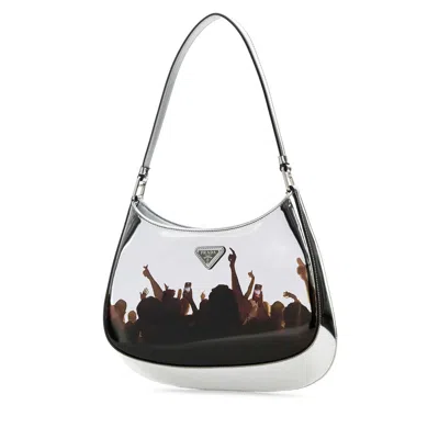 Prada Silver Leather Cleo Shoulder Bag