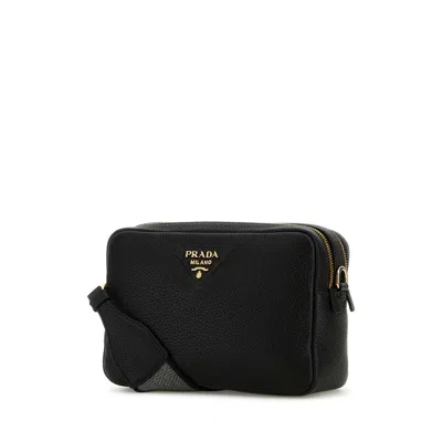 Prada Black Leather Crossbody Bag In Black