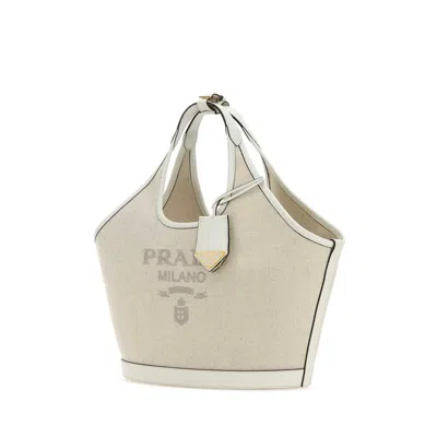 Prada Sand Canvas Handbag