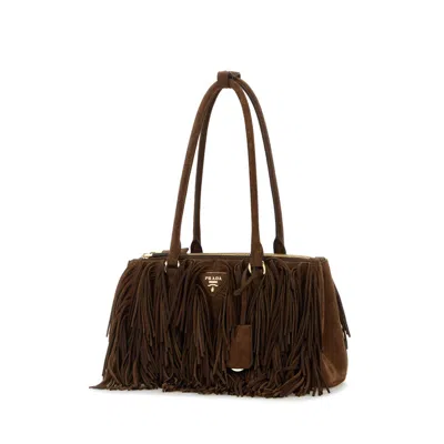 Prada Brown Suede Shoulder Bag