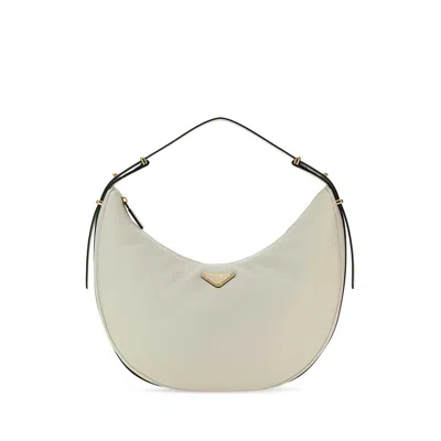 Prada White Arqu Hobo Bag In White