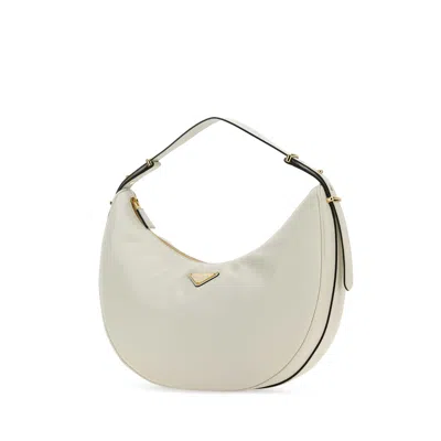 Prada White Arqu Hobo Bag In White