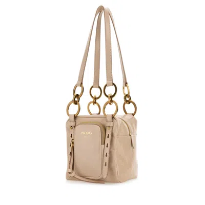 Prada Mini Dangle Leather Shoulder Bag In Neutral