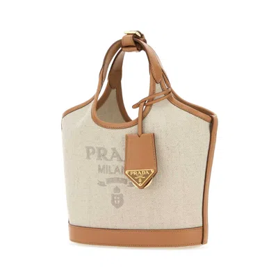 Prada Sand Canvas Handbag