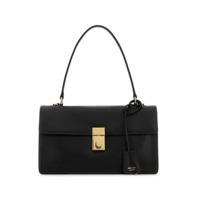 Prada Black Leather Handbag In Black