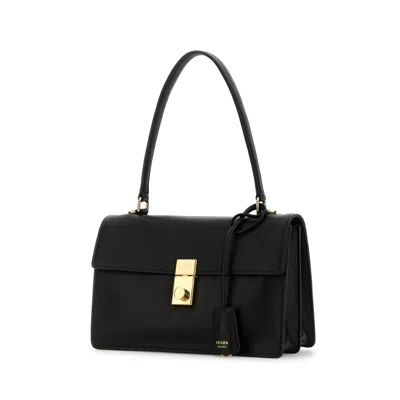 Prada Black Leather Handbag In Black