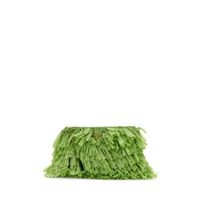 Prada Grass Green Crochet Clutch