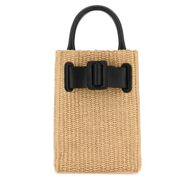 Boyy Raffia Bobby Tourist Epsom Handbag In Black