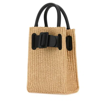 Boyy Raffia Bobby Tourist Epsom Handbag In Black