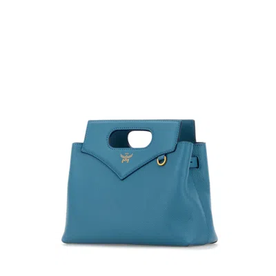 Mcm Turquoise Leather Mini Soft Diamond Handbag In Blue