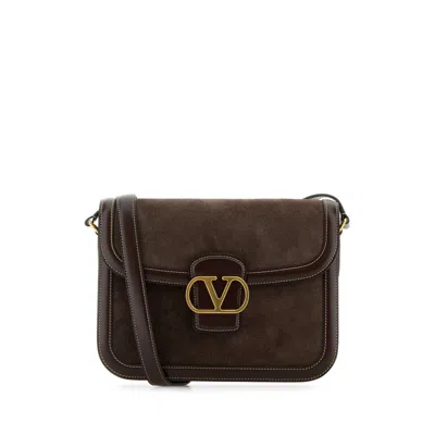 Valentino Garavani Brown Suede And Leather 9to5 Shoulder Bag In Brown