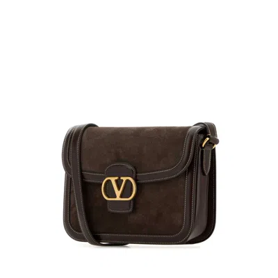 Valentino Garavani Brown Suede And Leather 9to5 Shoulder Bag In Brown