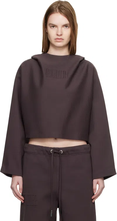Jean Paul Gaultier Brown 'the Embossed Gaultier' Hoodie In Purple