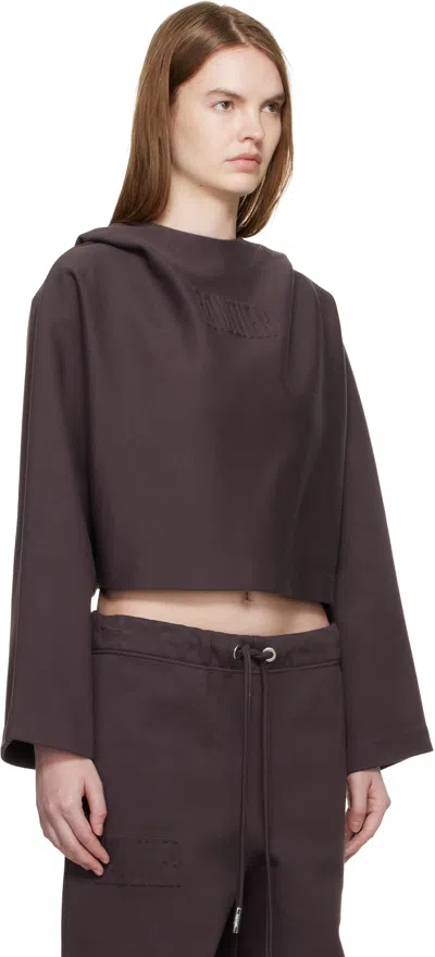 Jean Paul Gaultier Brown 'the Embossed Gaultier' Hoodie In Purple