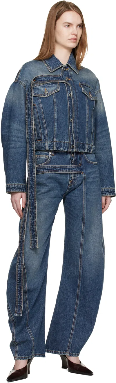 Jean Paul Gaultier Cropped Oversized Denim Jacket With Classic Collar In Animal Print