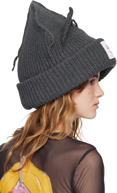 Charles Jeffrey Loverboy Gray Supersized Chunky Ears Beanie In Gray