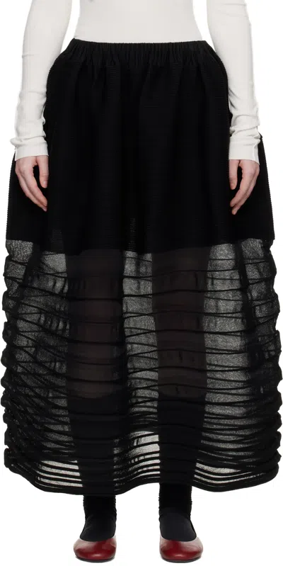Issey Miyake Black December Moving Knit Midi Skirt