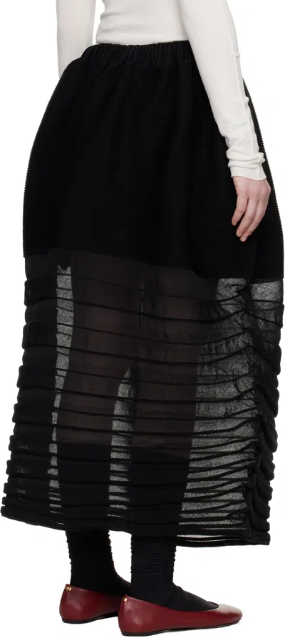 Issey Miyake Black December Moving Knit Midi Skirt
