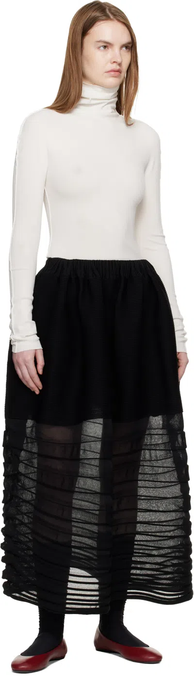 Issey Miyake Black December Moving Knit Midi Skirt