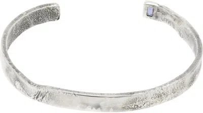 Title Of Work Solid Square Garnet Cuff Bracelet In Silver