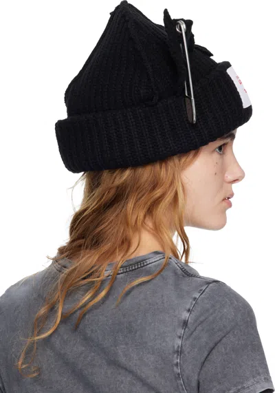 Charles Jeffrey Loverboy Black Chunky Punk Ears Beanie In Black