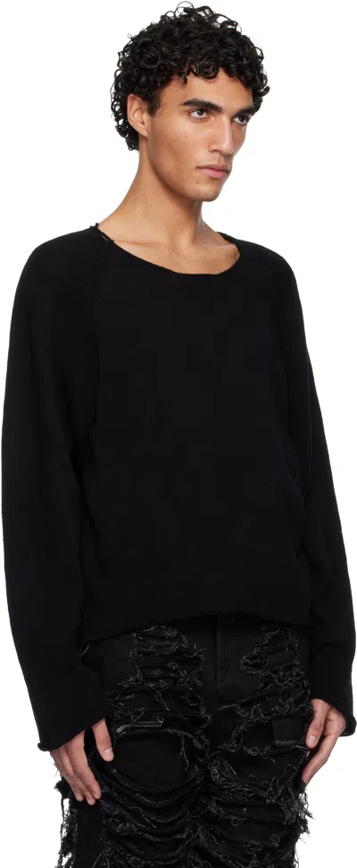 Swampgod Black Hand Knit Basic Sweater In Black