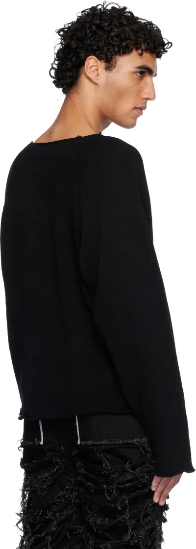 Swampgod Black Hand Knit Basic Sweater In Black