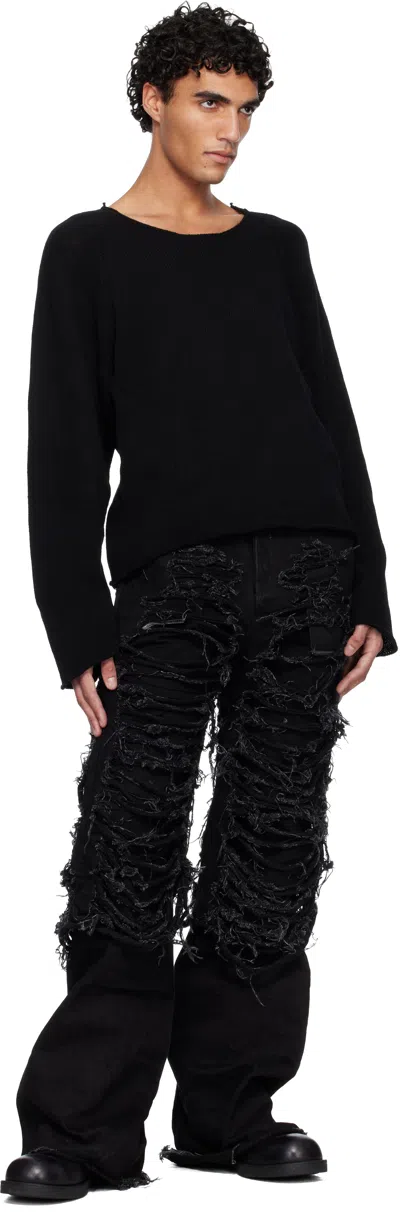 Swampgod Black Hand Knit Basic Sweater In Black