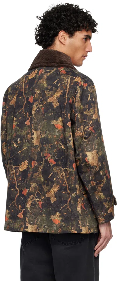 R13 Khaki & Brown Oversized Shawl Lapel Coat In Multi