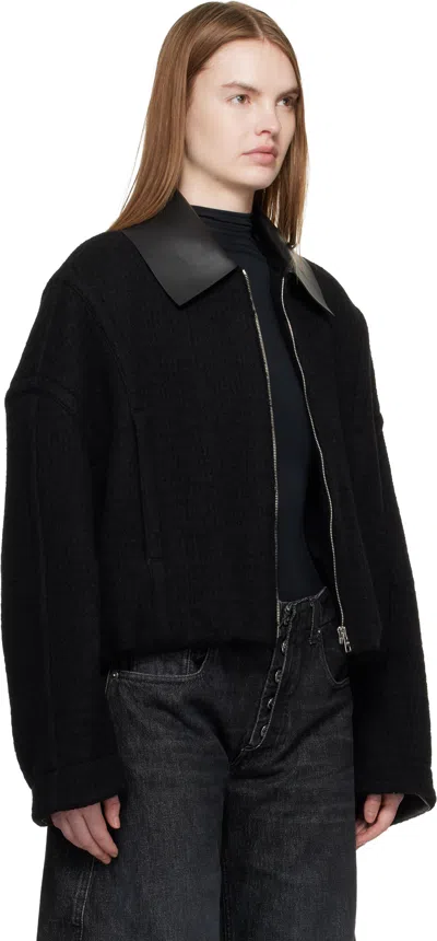 Jean Paul Gaultier Black Heavy Wool Bomber Jacket In Black
