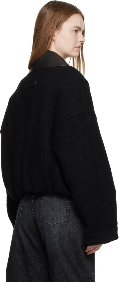 Jean Paul Gaultier Black Heavy Wool Bomber Jacket In Black