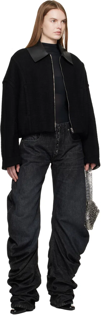 Jean Paul Gaultier Black Heavy Wool Bomber Jacket In Black