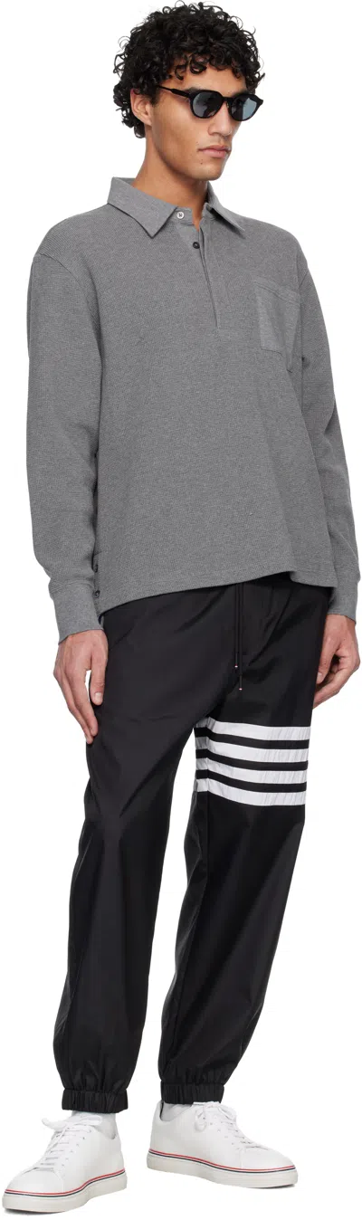 Thom Browne Drawcord Waist Track Pants With Four Stripes In Gray