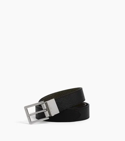 Le Tanneur Ceinture Réversible Homme Avec Boucle Rectangle En Cuir Grainé In Black