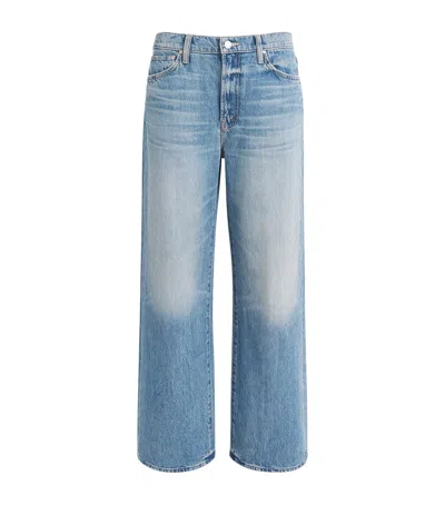 Mother Womens Folk Star The Dodger Flood Wide-leg Denim Jeans In Blue