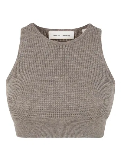 Essentials "womens Waffle" Sport Tank In Neutral