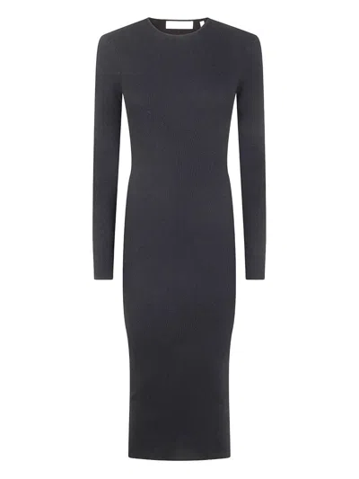 Essentials Womens Rib Long Sleeve Dress In Gray