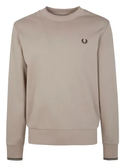 Fred Perry Logo-embroidered Sweatshirt In Neutral