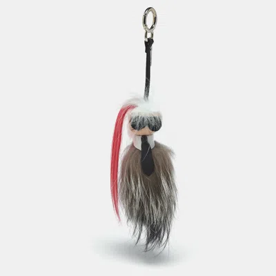 Pre-owned Fendi Karlito Bag Charm Multicolor Fur And Leather
