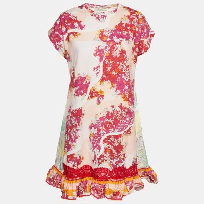 Pre-owned Pucci Multicolor Floral Print Cotton Flounce Mini Dress S