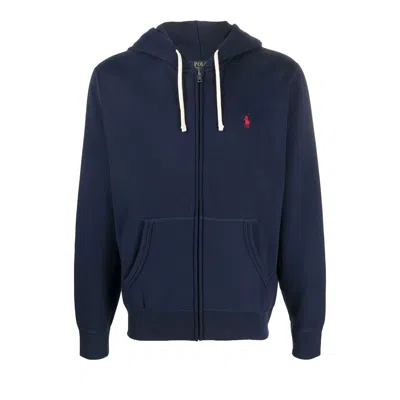 Pre-owned Polo Ralph Lauren Long-sleeve Fleece Full-zip Hoodie 'cruise Navy' | Blue | Men's Size L