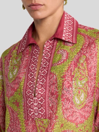 Etro Printed Cotton And Silk Tunic In Pink