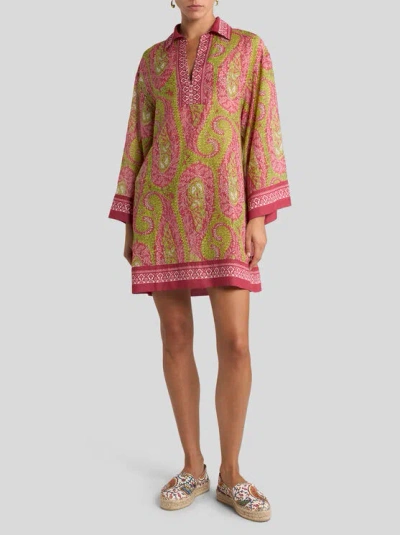 Etro Printed Cotton And Silk Tunic In Pink