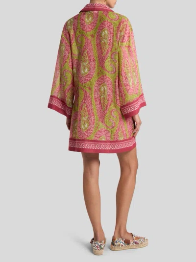 Etro Printed Cotton And Silk Tunic In Pink