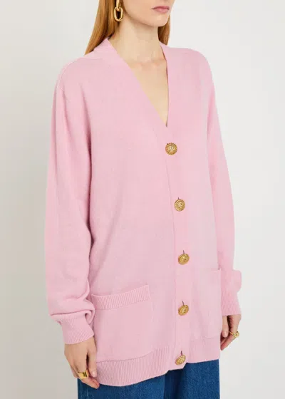Balmain Wool And Cashmere-blend Cardigan In Pink