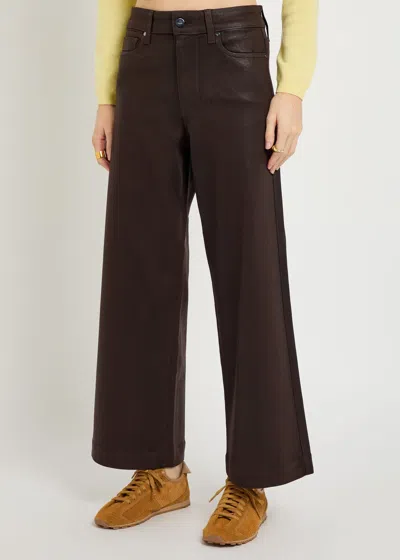 Paige Anessa Coated Wide-leg Jeans In Brown