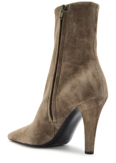 Saint Laurent 95mm Jill Suede Ankle Booties In Brown
